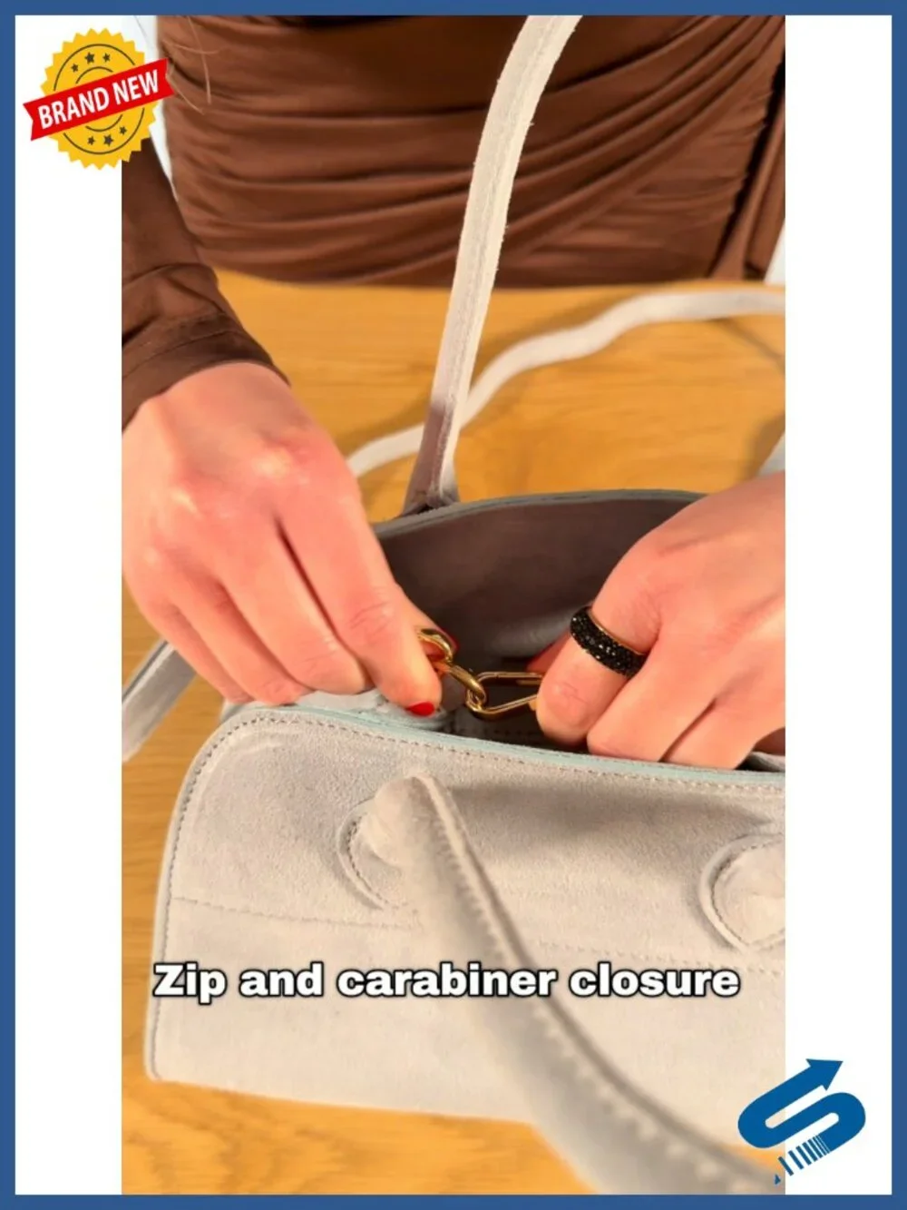 Genuine Suede Top-Handle Satchel with Adjustable Strap